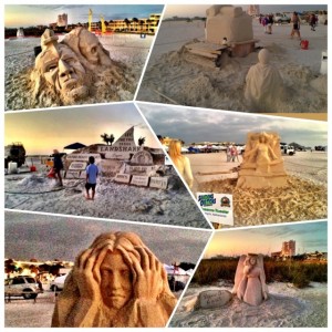 Collage of Sand Sculptures in Treasure Island Florida