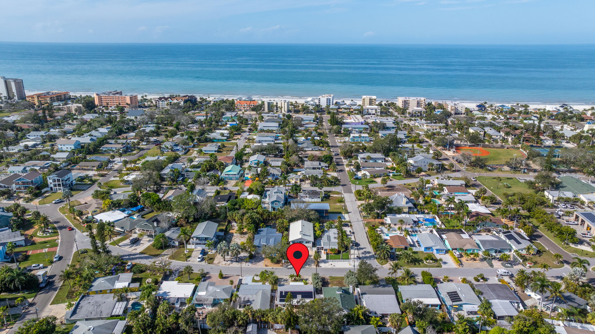 Aerial view of short-term rentals in Indian Rocks Beach, Florida